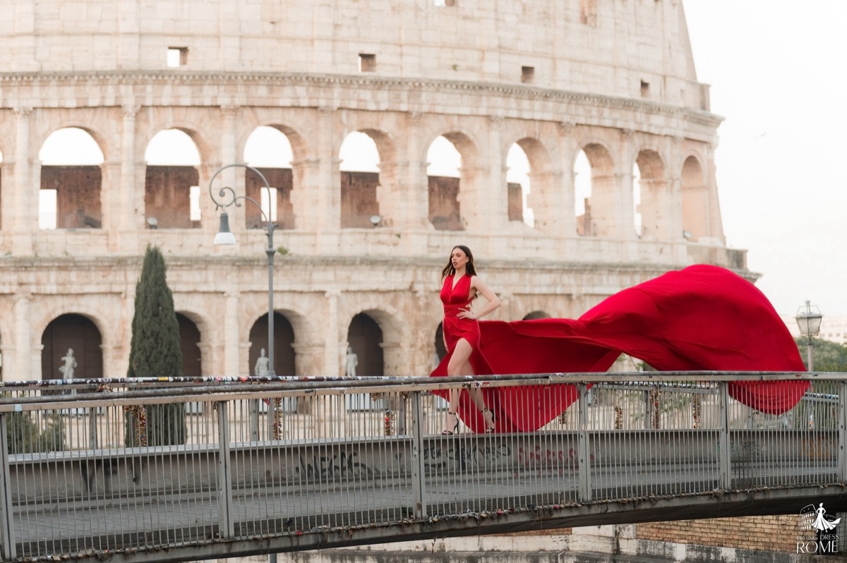 Shooting photo flying dress au Colisée, Rome
